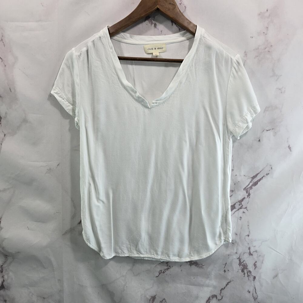 Cloth & Stone T Shirt Womens XS White Short Sleeve Anthropologie High Low Tee